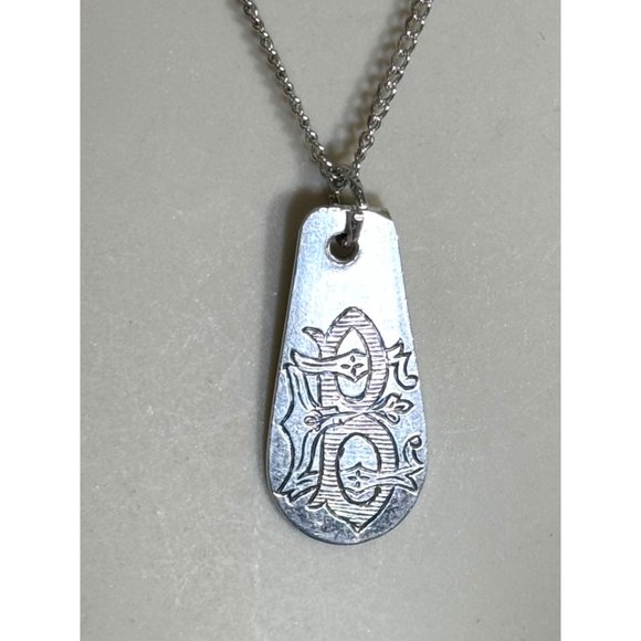 Monogrammed Letter B Vintage Silver Spoon Artisan Pendant Handmade Necklace - Picture 6 of 9